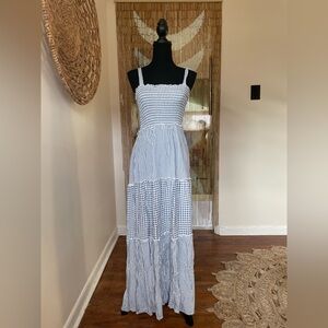 Blue Gingham Maxi Dress